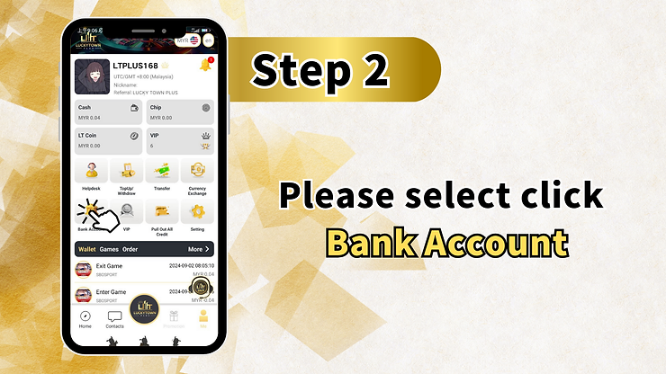 luckytown add bank account